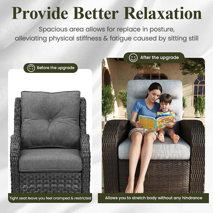 LayinSun Oversized Wicker Outdoor Swivel Glider Recliner - Image 6