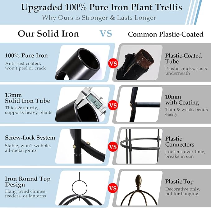 100% Metal Trellis for Climbing Plants Outdoor 6.6ft 1PK, Garden Obelisk - Image 2