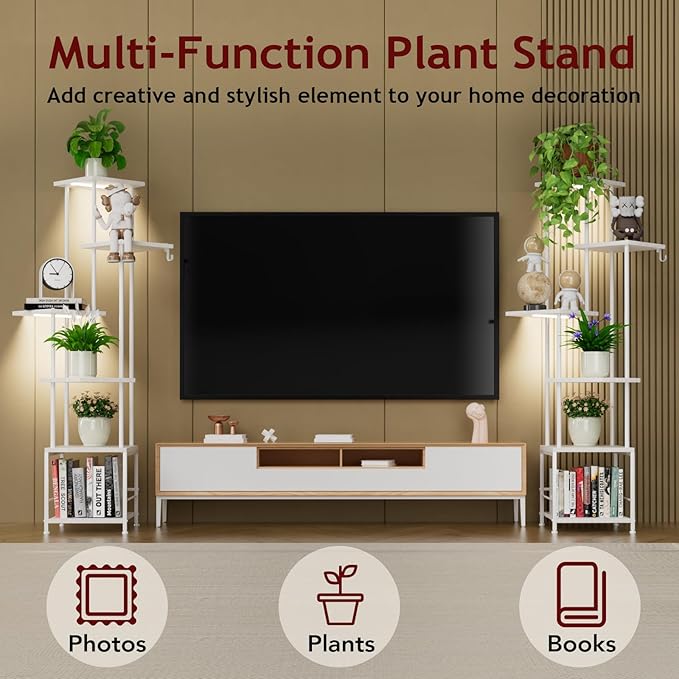 Plant Stand Indoor with Grow Light, 6-Tiered Tall Plant Stand Indoor, Metal - Image 6