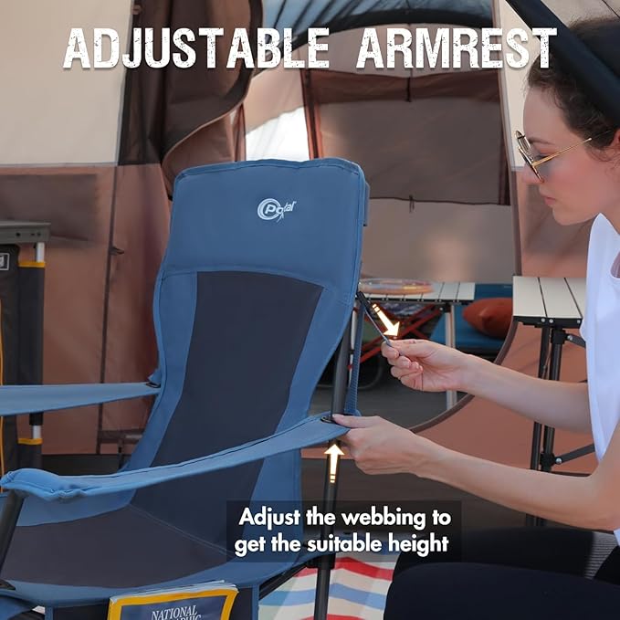 Portal Folding Camping Rocking Chair Portable Outdoor Rocker High Back Cup - Image 4