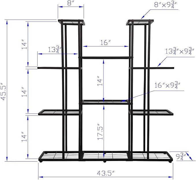 MTB Garden 4 Tier 11 Potted Metal Large Plant Stand - Image 4