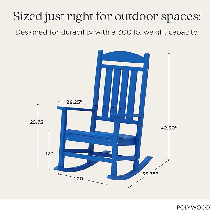 POLYWOOD Presidential Rocking Chair in Pacific Blue - Image 2