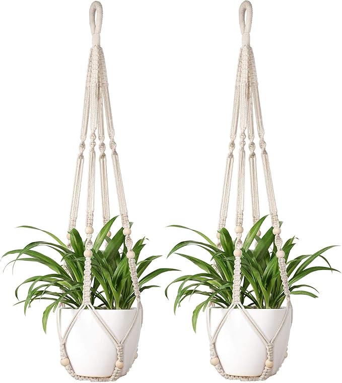 Mkono Macrame Plant Hanger Indoor Hanging Planter Basket by Mkono