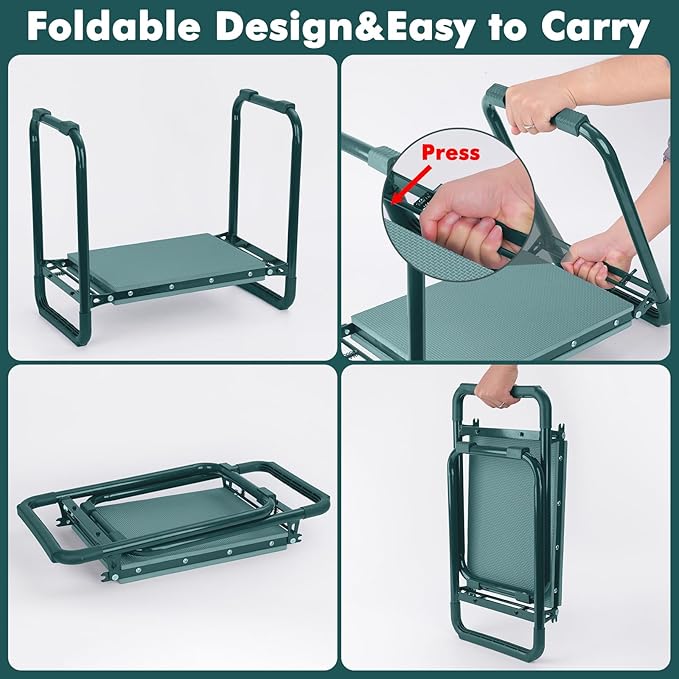 FEED GARDEN Garden Kneeler and Seat, Upgraded Foldable Gardening Stool - Image 5