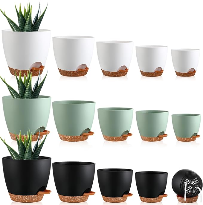 Remerry 15 Pcs 7/6.5/6/ 5.5/5 Inch Self Watering Planters by Remerry