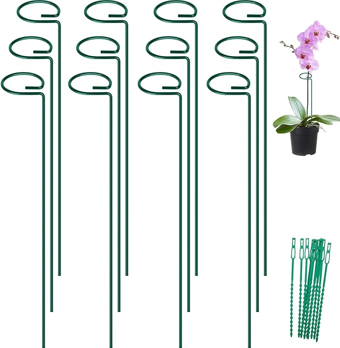 FEED GARDEN 24 Inch 12 Pack Plant Support Stakes, Metal Garden Flower Stakes by FEEDGARDEN