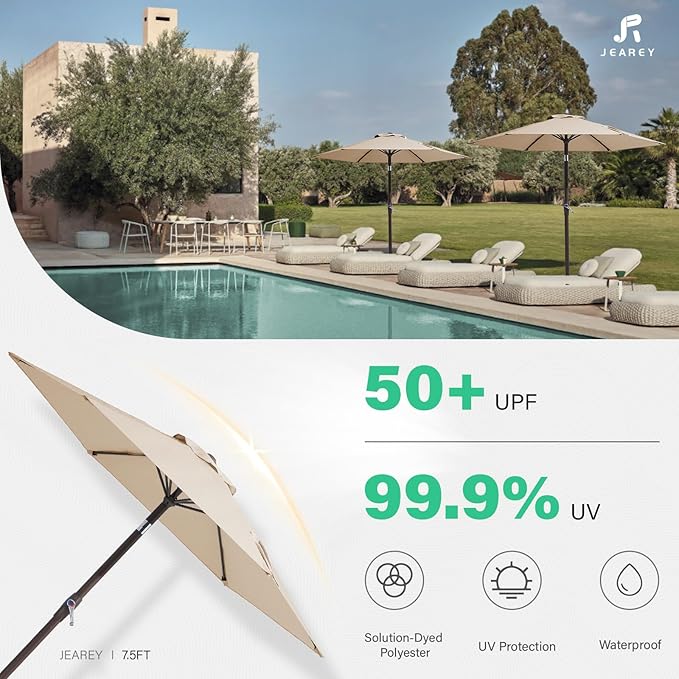 JEAREY 7.5FT Patio Umbrella Outdoor Table Umbrella - Image 2