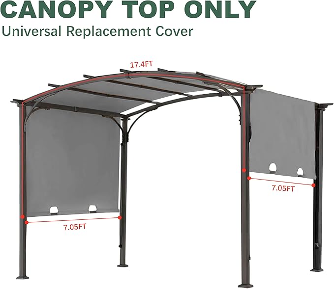 85''x 208'' Universal Doubleton Steel Pergola Replacement Cover - Image 2