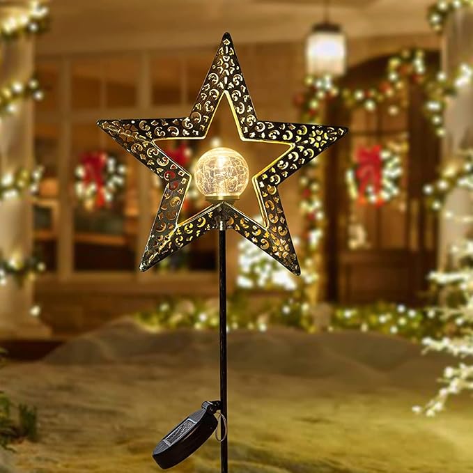 TAKE ME Star Solar Lights Garden Outdoor Decor Waterproof Metal Solar Stakes - Image 9