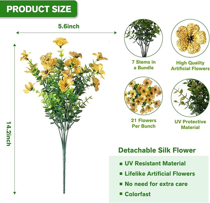 Artificial Flowers for Outdoor, Silk Flowers No Fade Fake Plastic Flowers UV - Image 7