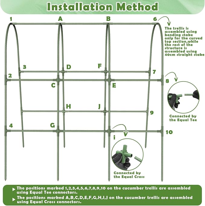 Cucumber Trellis for Raised Bed, Garden Arch Trellis for Climbing Plants Outdoor - Image 7