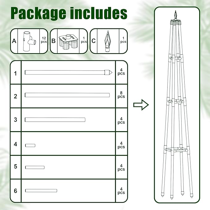5.2FT Obelisk Trellis for Climbing Plants Outdoor, 16mm Rust-Proof Extra - Image 7