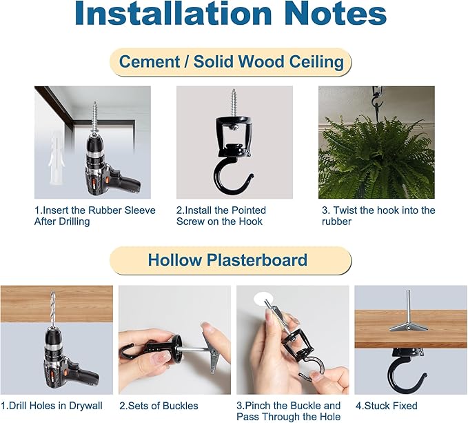 ONIKK Ceiling Hooks for Hanging Plants, Heavy Duty Metal Plant Hooks, Screw in - Image 4