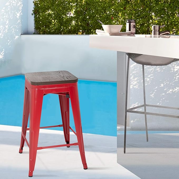 FDW Metal Bar Stools Counter Height Barstool Stackable Barstools Indoor Outdoor - Image 4