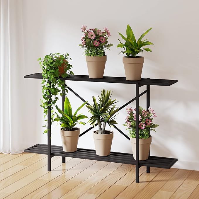 Zhongma 2 Tier Metal Sturdy Heavy Plant Stand, Narrow Plant Stand Indoor and - Image 2