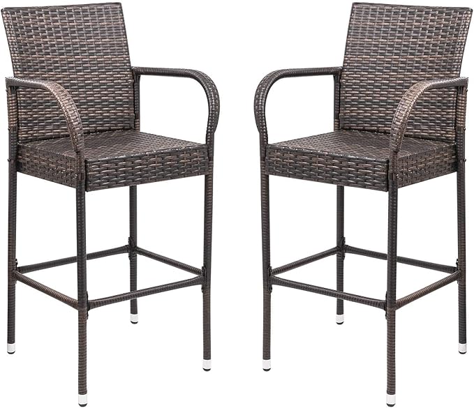 Homall Patio Bar Stools Wicker Barstools Indoor Outdoor Bar Stool Patio by Homall