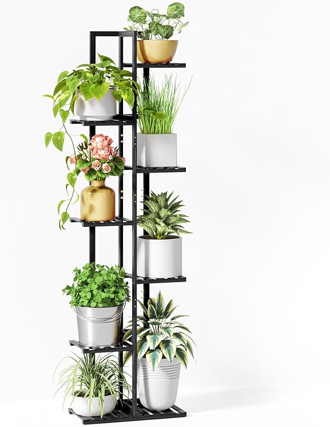 ROSSNY 55 Inch Tall Plant Stand Indoor, 7 Tier 8 Potted Bamboo Plant Stands by ROSSNY