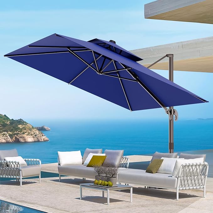 9' X 12' Cantilever Outdoor Patio Umbrellas Double Top Large Rectangle Umbrella by ORYNTREX