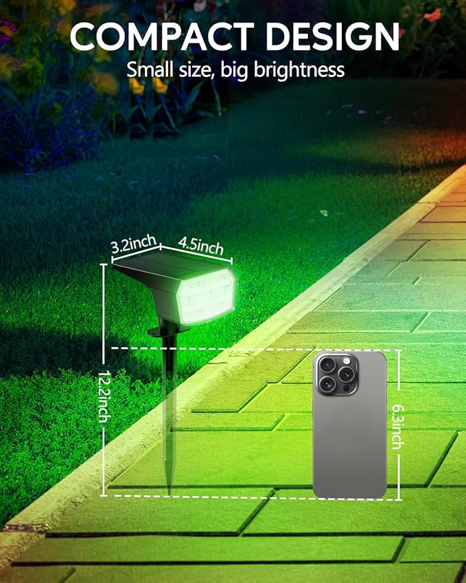 HIBOITEC Solar Spot Lights Outdoor Color Changing 59LED Landscape Lighting - Image 6