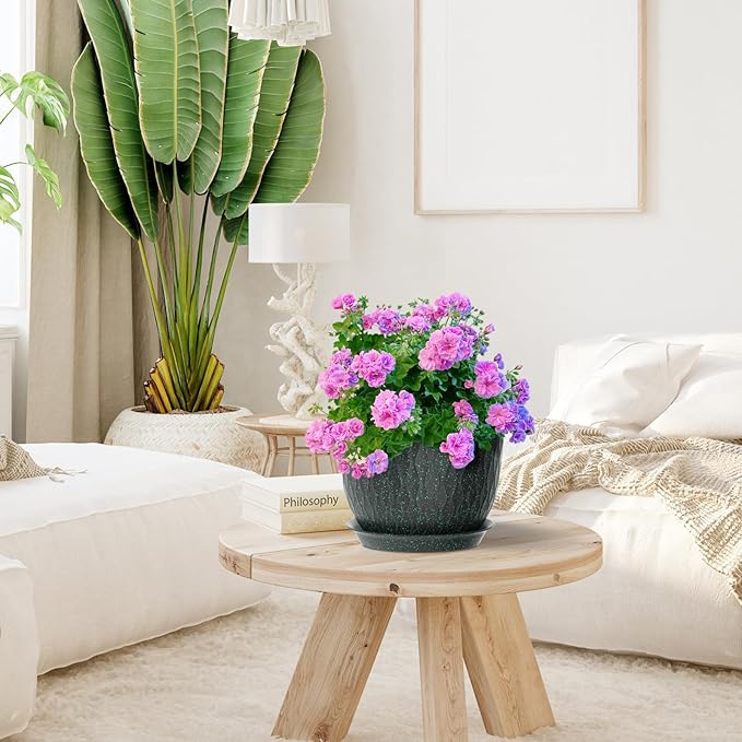 12/10/9 inch Large Plant Pots, 3 Pack Wide Flower Pots - Image 5