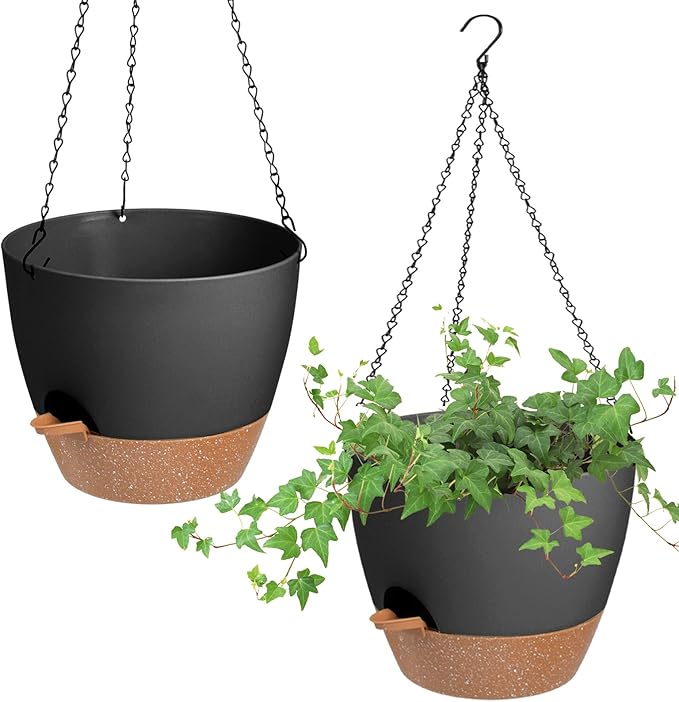 Hanging Planters for Indoor Outdoor Plants, 2 Pack Self Watering Hanging Pot by Vanslogreen
