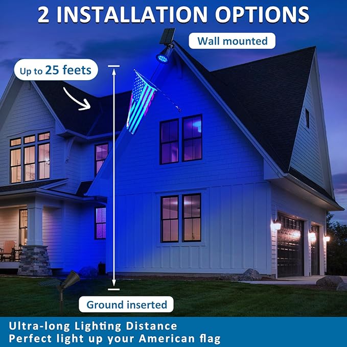 T-SUNUS Blue Solar Lights Outdoor Christmas, 2 Modes Garden Spotlights - Image 4