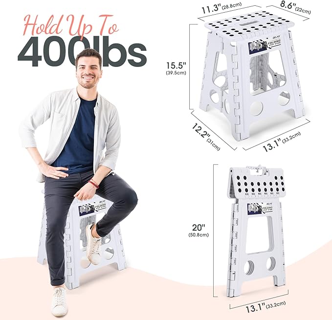 Delxo 16 Inch Folding Step Stool, Portable Collapsible Step Stool - Image 2
