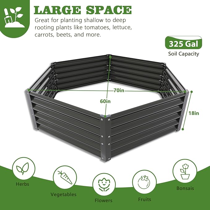 A ANLEOLIFE 8-Pack 70x60x18 in & 74x74x18 in Deep Root Galvanized Raised Garden - Image 4