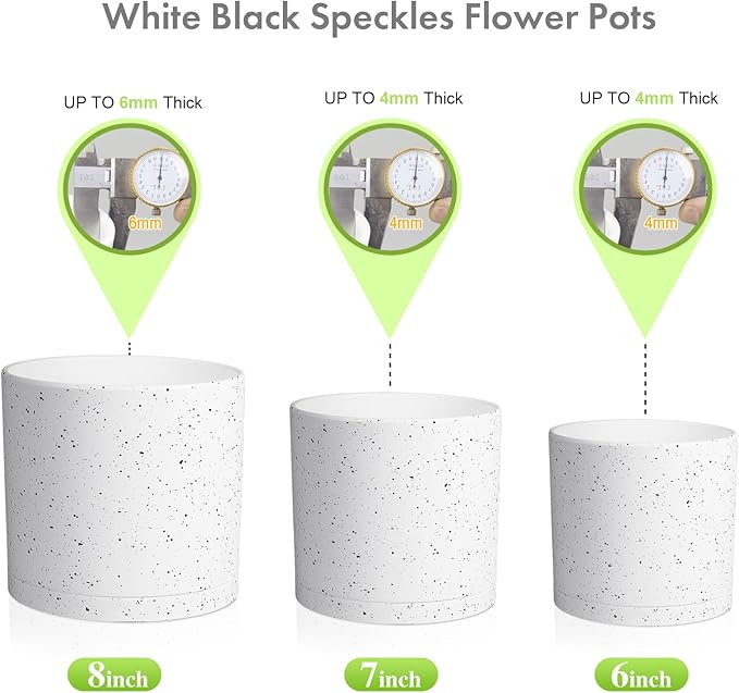 8/7/6 inch Flower Pots, 3 Set Cylindrical Plant Pots - Image 6
