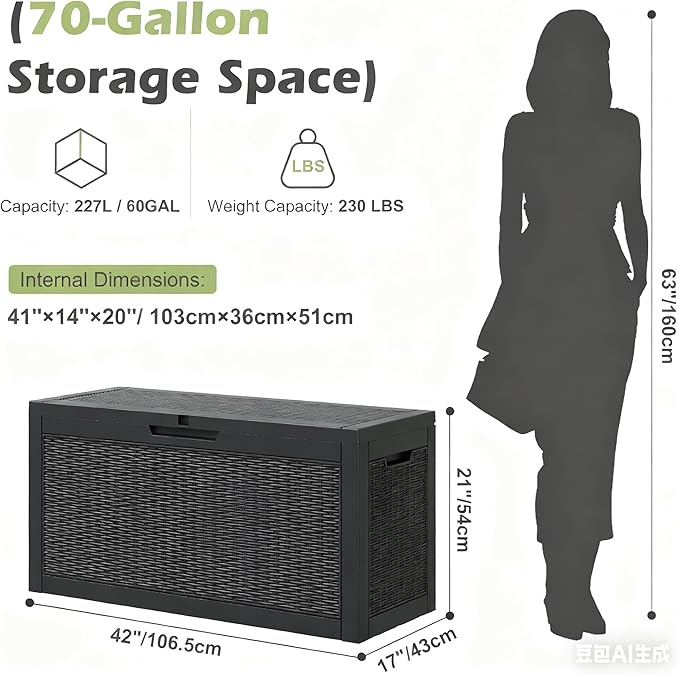 Outdoor Storage Box, Resin Deck Boxes Indoor and outdoor, Waterproof Storage - Image 4