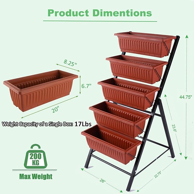 Homdox 5-Tier Elevated Garden Bed- Freestanding Vertical Raised Bed - Image 4