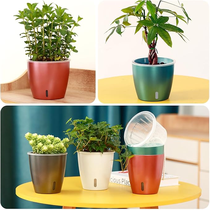 Self Watering Pots for Indoor Plants, Small African Violet Pots - Image 6