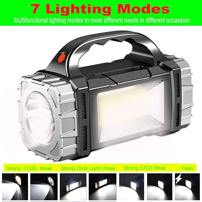 SUYOOULIN Solar Rechargeable LED Soptlight Flashlight, Super Bright 7000LM - Image 3
