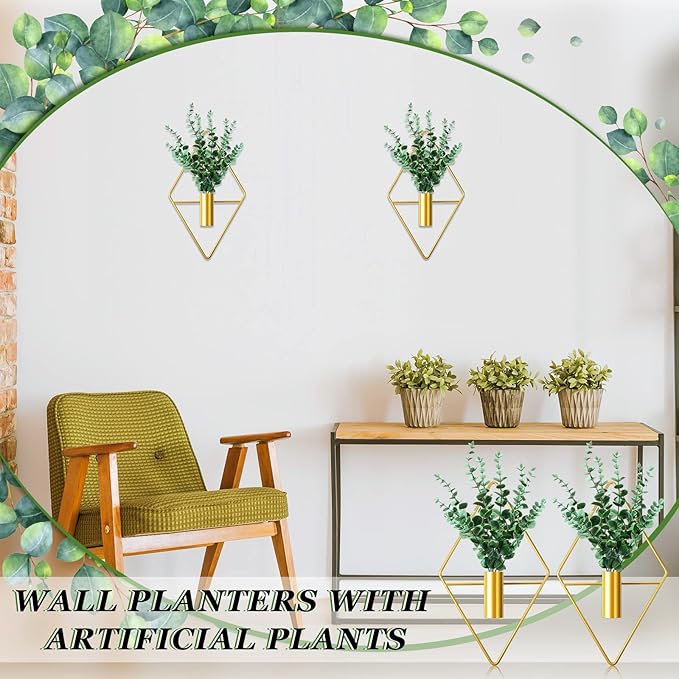 2 Pieces Gold Wall Decor Hanging Planters - Image 5