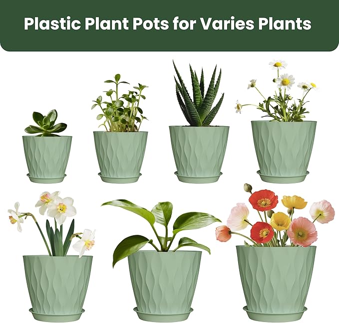 Plastic Plant Pots, 7/6.5/6/5.5/5/4.5/4 inch Flower Pots - Image 5