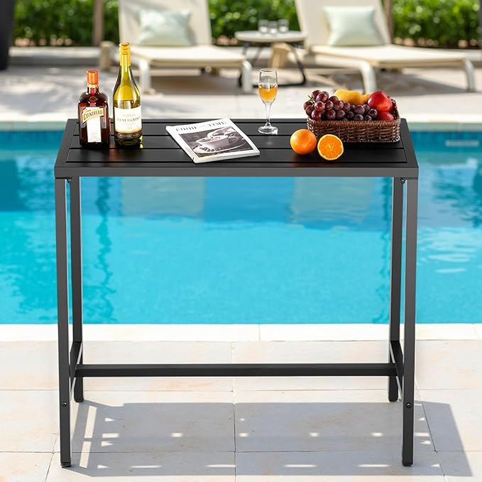 VEVOR Outdoor Bar Table, 39.4 x 15 in Patio Bar Table, Waterproof Top & Sturdy - Image 2