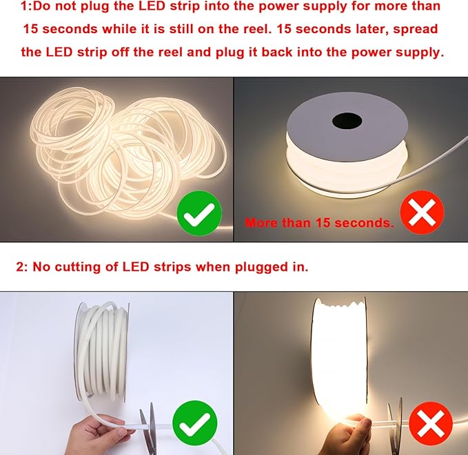 AC 110V COB LED Strip Lights Outdoor Waterproof 65.6ft, 4000K Natural White - Image 6