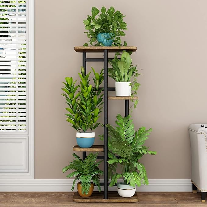 LINZINAR Plant Stand Indoor 4 Tier 5 Potted Multiple Plant Shelf Stands - Image 2