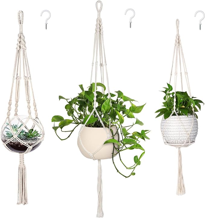 MIPON 3 Pack Macrame Plant Hanger Indoor Hanging Planter Holder by MIPON
