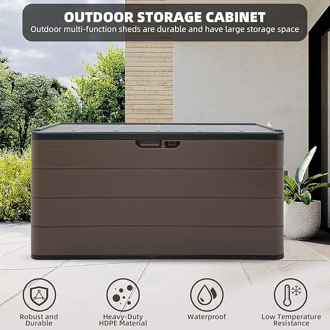 TARKARI Premium Pro Edition 100 Gallon Lockable Resin Deck Box, Waterproof & - Image 2