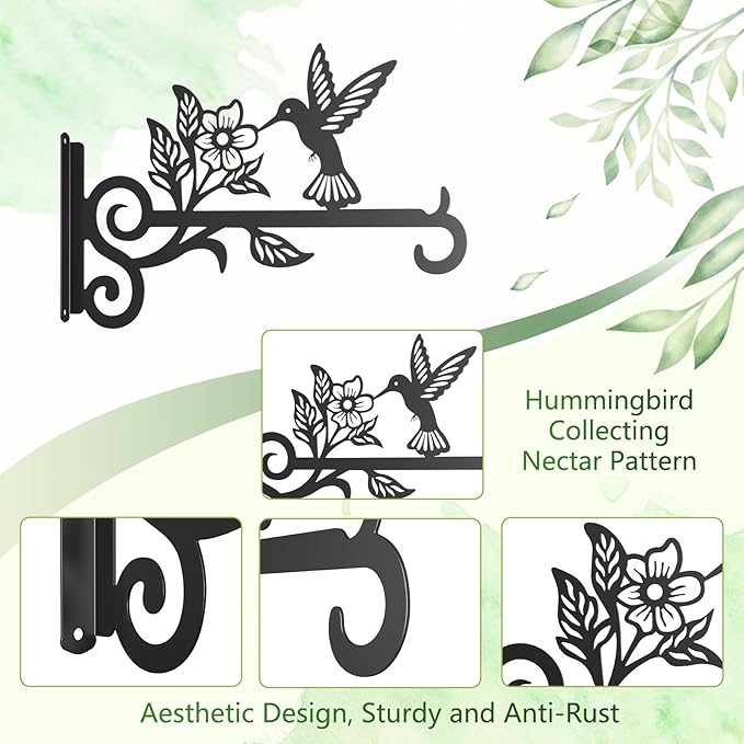 4-Pack Aesthetic Plant Hangers Outdoor – 10 Inch Metal Hanging Plant Bracket - Image 7