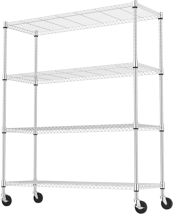 4 Tiers Storage Shelves Load 1400LBS, Metal Shelving Wire Metal Shelving Unit - Image 8