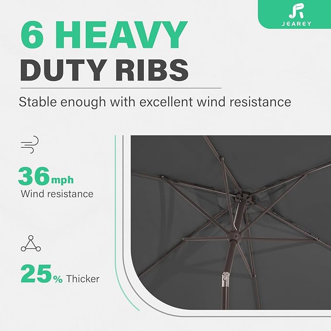JEAREY 6.5x10 ft Rectangular Patio Umbrellas Rectangle Outdoor Umbrella - Image 9
