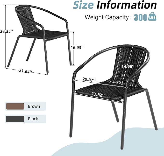 Amopatio Outdoor Dining Chairs Set of 6, Rattan Patio Chairs Wicker, Stackable - Image 5