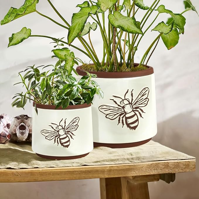 YBX Terracotta Pots Inch with Drainage Holes, Bee Decor, Ceramic Pots - Image 6