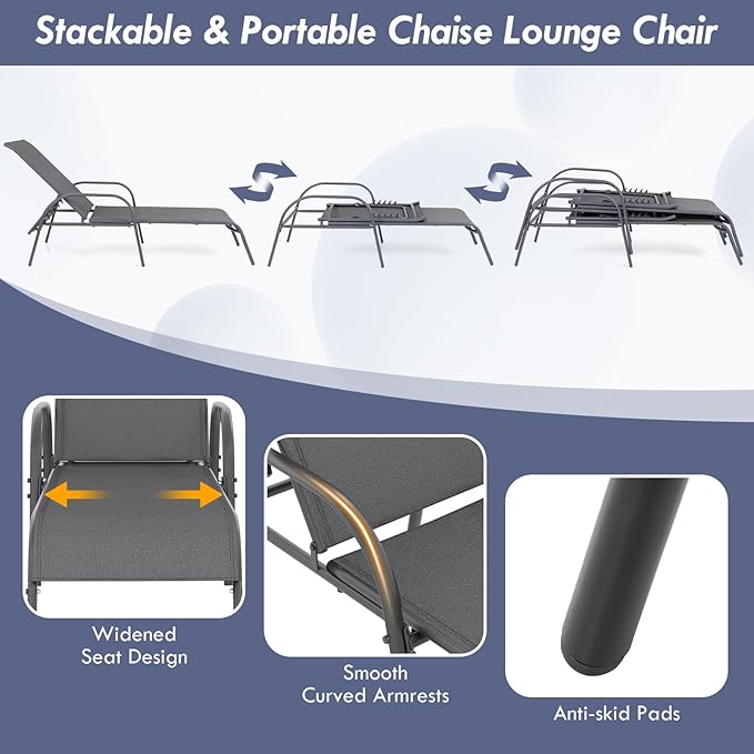 Giantex Patio Lounge Chair, Outdoor Chaise Lounge - Image 6