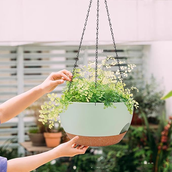 2 Pack Hanging Planters for Indoor Outdoor Plants, 12 Inch Self Watering - Image 5
