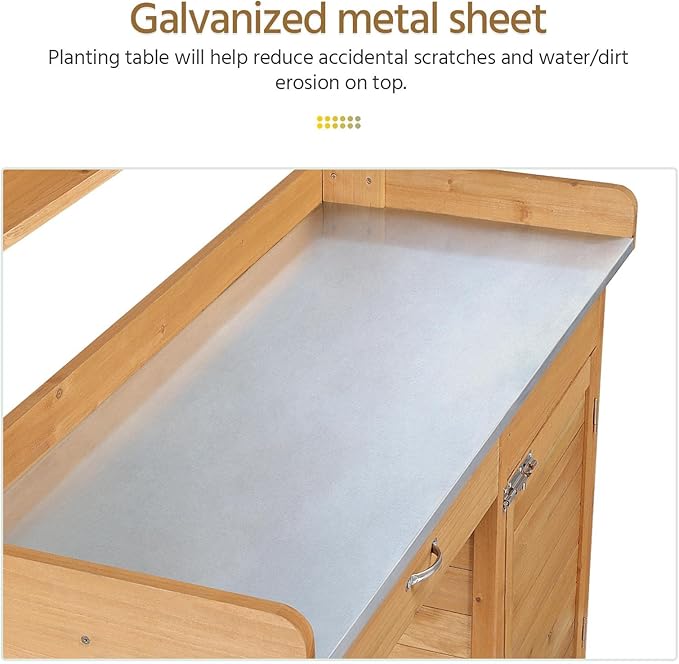 Yaheetech Outdoor Garden Potting Bench Table Work Bench Metal Tabletop - Image 9