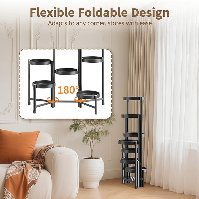 LASZOLA 7 Tiered Folding Tall Plant Stand Indoor - Image 2