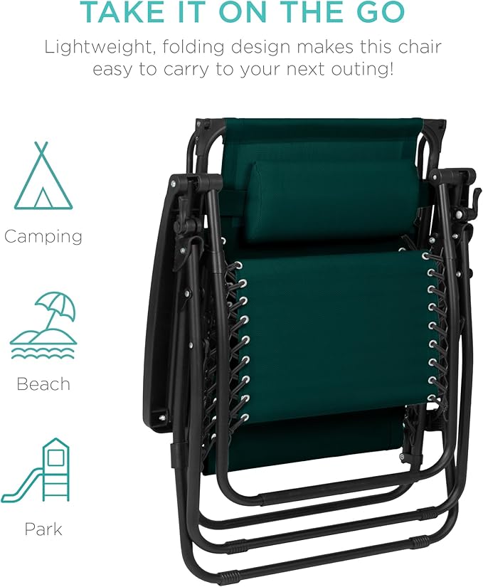 Best Choice Products 30” Wide Folding Zero Gravity Outdoor Recliner Patio - Image 9